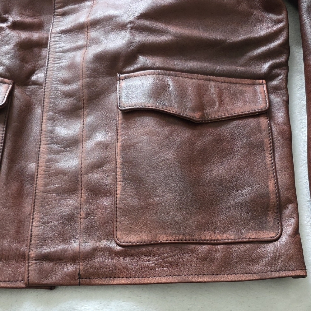 Men's Classic Brown Leather Jacket - Picture 6 of 16
